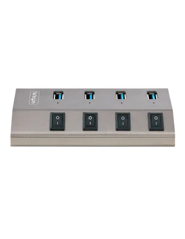 StarTech.com Hub USB-C con 4 Puertos USB-A - Ladrón USB Tipo C con Fuente de Alimentación - Interruptores Individuales de