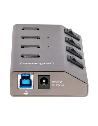 StarTech.com Hub USB-C con 4 Puertos USB-A - Ladrón USB Tipo C con Fuente de Alimentación - Interruptores Individuales de