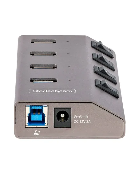 StarTech.com Hub USB-C con 4 Puertos USB-A - Ladrón USB Tipo C con Fuente de Alimentación - Interruptores Individuales de