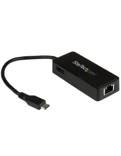 StarTech.com Adaptador de Red Gigabit USB-C con Puerto USB Extra - Negro