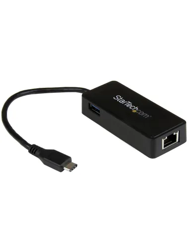 StarTech.com Adaptador de Red Gigabit USB-C con Puerto USB Extra - Negro