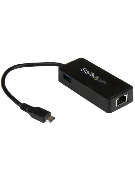 StarTech.com Adaptador de Red Gigabit USB-C con Puerto USB Extra - Negro