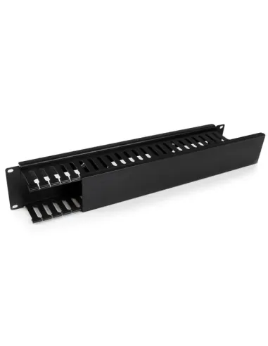 StarTech.com Conducto Horizontal 2U con Tapa para la Gestión de Cables en Rack de Servidores - Panel de Conductos para Cables