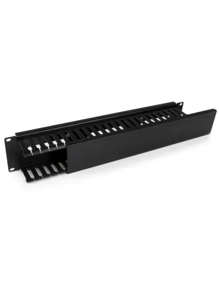 StarTech.com Conducto Horizontal 2U con Tapa para la Gestión de Cables en Rack de Servidores - Panel de Conductos para Cables