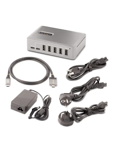 StarTech.com Hub Concentrador USB-C de 10 Puertos - 8x USB-A 2x USB-C - con Fuente de 65W - USB 3.1 10Gbps - Ladrón USB Tipo C