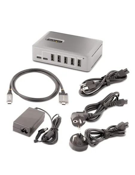 StarTech.com Hub Concentrador USB-C de 10 Puertos - 8x USB-A 2x USB-C - con Fuente de 65W - USB 3.1 10Gbps - Ladrón USB Tipo C