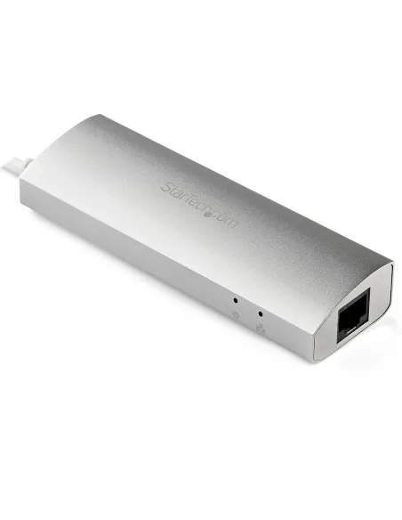 StarTech.com Hub Ladrón USB 3.0 de 3 Puertos con Adaptador de Red Ethernet Gigabit - Hub Concentrador USB-A - Alimentado por el