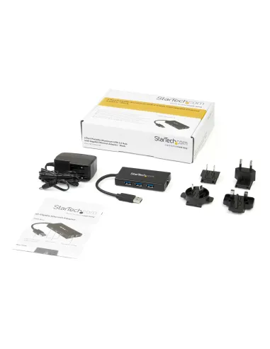 StarTech.com Hub USB 3.0 de Aluminio con Cable - 5Gbps - Concentrador de 3 Puertos USB con Adaptador de Red Ethernet Gigabit