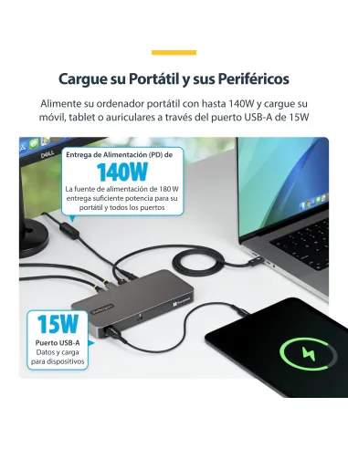 StarTech.com Hub Thunderbolt 5 de 4 Puertos con KVM Thunderbolt Share - 80 120Gbps - 8K 60Hz o 4K 144Hz - PD 140W - USB-A