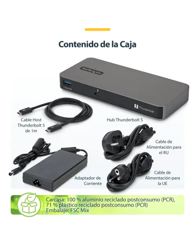 StarTech.com Hub Thunderbolt 5 de 4 Puertos con KVM Thunderbolt Share - 80 120Gbps - 8K 60Hz o 4K 144Hz - PD 140W - USB-A