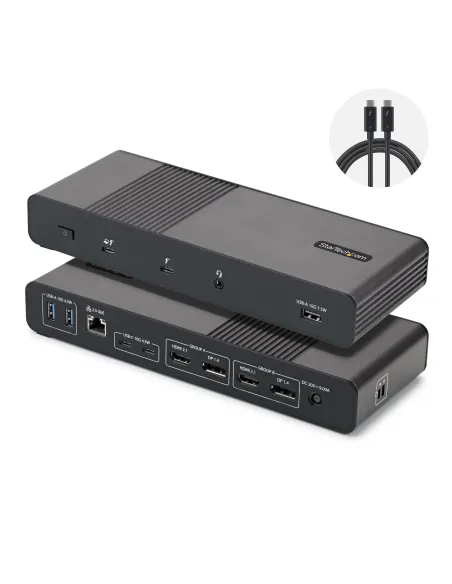 StarTech.com 206UE-TB5USB4DOCK base para portátil y replicador de puertos Alámbrico Thunderbolt 5 Negro, Gris