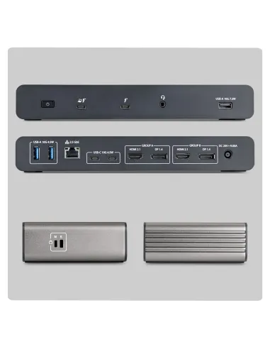 StarTech.com 206UE-TB5USB4DOCK base para portátil y replicador de puertos Alámbrico Thunderbolt 5 Negro, Gris