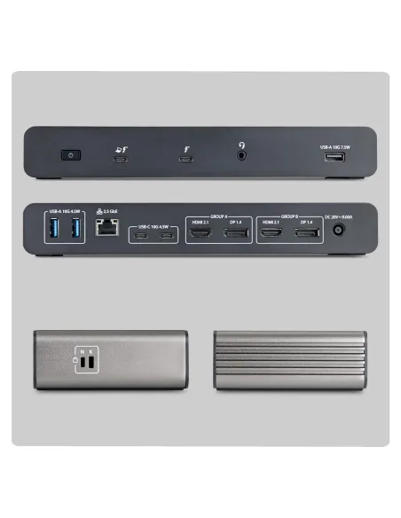 StarTech.com 206UE-TB5USB4DOCK base para portátil y replicador de puertos Alámbrico Thunderbolt 5 Negro, Gris