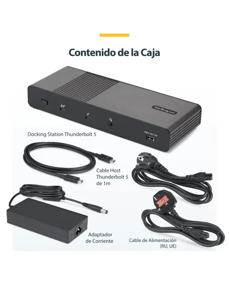 StarTech.com 206UE-TB5USB4DOCK base para portátil y replicador de puertos Alámbrico Thunderbolt 5 Negro, Gris