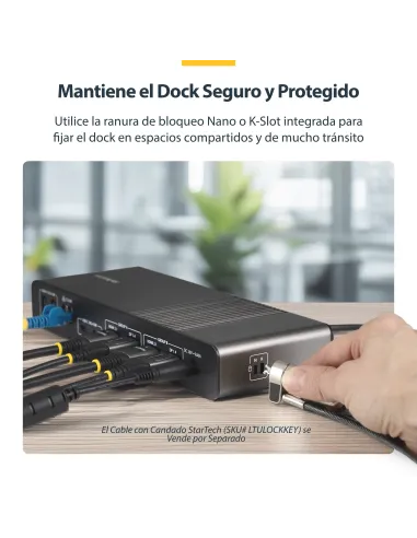 StarTech.com 206UE-TB5USB4DOCK base para portátil y replicador de puertos Alámbrico Thunderbolt 5 Negro, Gris