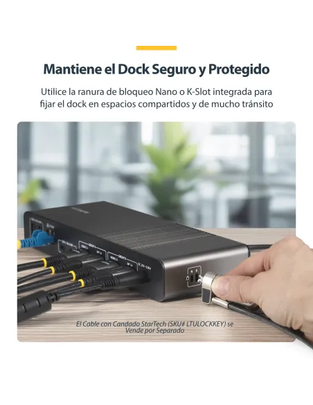 StarTech.com 206UE-TB5USB4DOCK base para portátil y replicador de puertos Alámbrico Thunderbolt 5 Negro, Gris