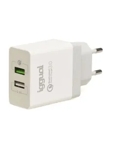 iggual Cargador 2xUSB carga rápida QC3.0 30W 2