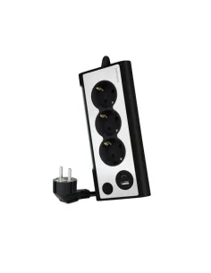 Nanocable Regleta de Sobremesa con 3 Tomas de Tierra y 2 USB´s con Luz, Negro 2