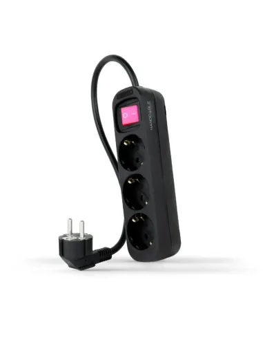 Nanocable Regleta de Enchufes con 3 Tomas con Interruptor, 1.4 m, Negro