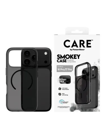 PanzerGlass CARE™ by ® Urban Explorer Case Smokey w. Black MagSafe iPhone 18 Pro | 17 Pro funda para teléfono móvil Negro