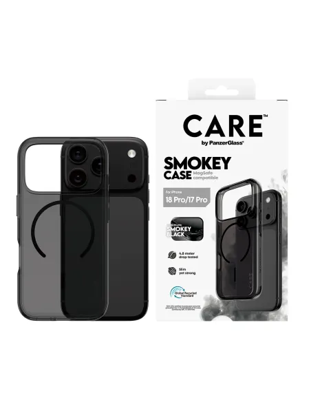 PanzerGlass CARE™ by ® Urban Explorer Case Smokey w. Black MagSafe iPhone 18 Pro | 17 Pro funda para teléfono móvil Negro