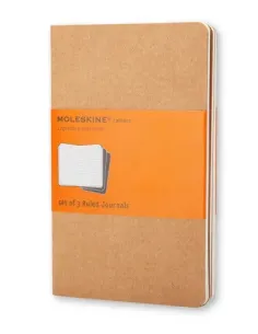 SET DE 3 LIBRETAS CAHIER MARRÓN KRAFT P (9X14CM) RAYAS MOLESKINE QP411