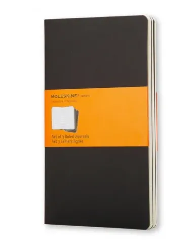 SET DE 3 LIBRETAS CAHIER NEGRAS L (13X21CM) RAYAS MOLESKINE QP316