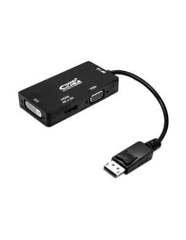 Nanocable Conversor Displayport a VGA / HDMI, 3 en 1, DP 1.2/M-VGA/H-HDMI/H 4K, Negro, 15 cm