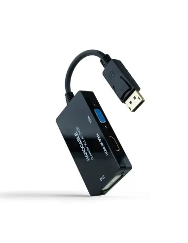 Nanocable Conversor DISPLAYPORT a HDMI/DVI/VGA, 20 cm, Negro