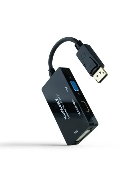 Nanocable Conversor DISPLAYPORT a HDMI/DVI/VGA, 20 cm, Negro
