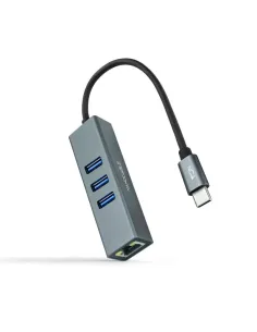Nanocable Conversor USB-C a Ethernet Gigabit + 3XUSB 3.0, Aluminio, Gris, 15 cm 2