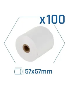 Pack 100 rollos papel térmico sin BPA 57X57mm 2