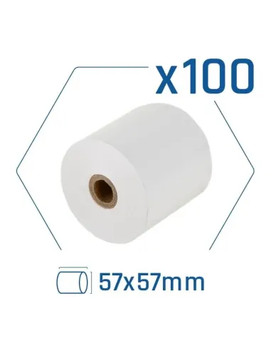 Pack 100 rollos papel térmico sin BPA 57X57mm