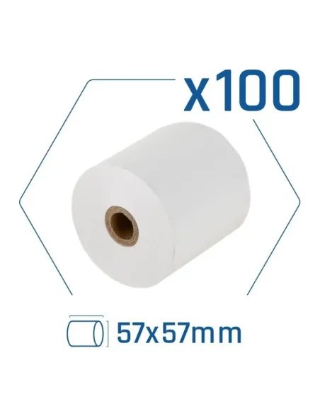 Pack 100 rollos papel térmico sin BPA 57X57mm