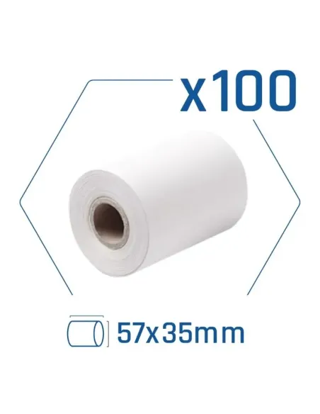 Pack 100 rollos papel térmico datáfono 57x35 mm