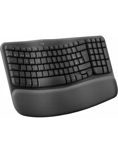 Logitech Wave Keys, teclado ergonómico inalámbrico con reposamanos acolchado, escritura cómoda y natural, Easy-Switch,