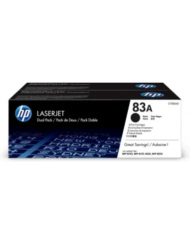 HP Pack de ahorro de 2 cartuchos de tóner original LaserJet HP 83A negro