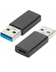 Ewent EW9650 cambiador de género para cable USB Type-A USB Tipo C Color Negro