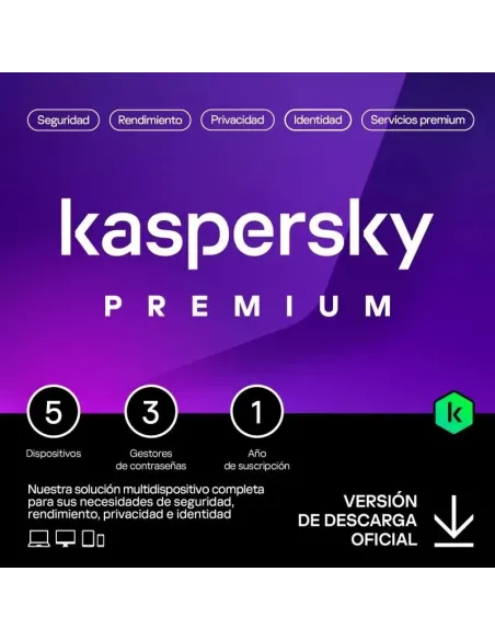 Kaspersky Premium + Customer Support 5 Dispositivo Licencia 1 año ESP