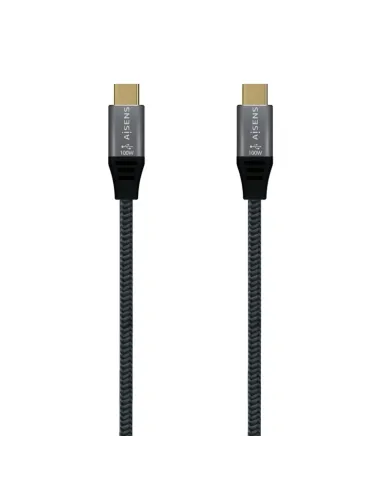 AISENS Cable USB 3.2 Gen2x2 Aluminio 20Gbps 8K@30Hz 5A 100W E-Mark, Tipo USB-C/M-USB-C/M, Gris, 0.6 m