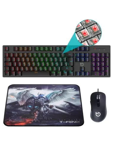 Hiditec Teclado Mecánico GK400 + Ratón Gaming Blitz + Alfombrilla T-Fenix