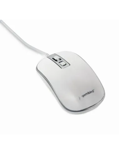 RATON GEMBIRD WIRED OPTICAL MOUSE USB WHITE SILVER