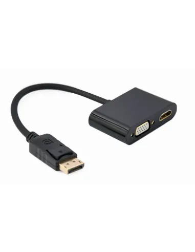 DISPLAY GEMBIRD PORT MACHO A HDMI HEMBRA + CABLE ADAPTADOR VGA HEMBRA NEGRO