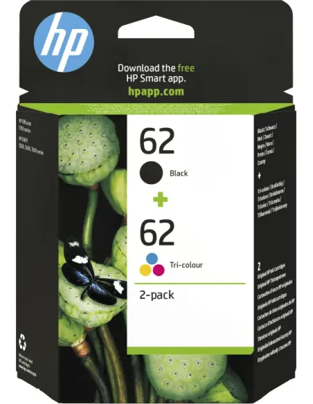 HP Pack de ahorro de 2 cartuchos de tinta original HP 62 negro/tricolor