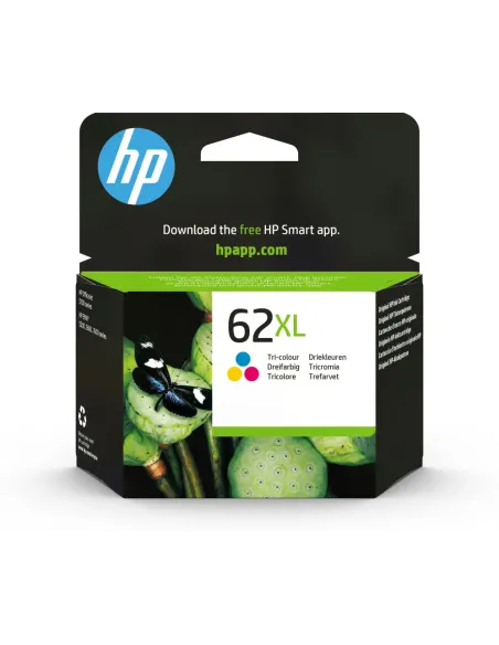 HP Cartucho de tinta original HP 62XL de alta capacidad tricolor