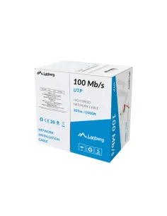 BOBINA CABLE RED LANBERG UTP RJ45 100 MB/S SOLIDO CCA AWG24 305M  ROJO