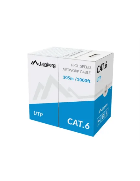 BOBINA CAT.6 LANBERG UTP 305M SOLID CU CPR + FLUKE PASSED GRIS