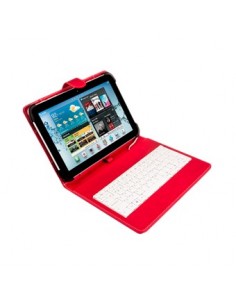 SilverHT Funda con teclado para tablets de 9 a 10'1 pulgadas Rojo y Blanco