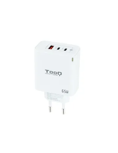 TooQ Cargador de Pared GaN 2USB-C/PD + USB-A/QC 65W, Blanco