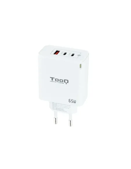 TooQ Cargador de Pared GaN 2USB-C/PD + USB-A/QC 65W, Blanco